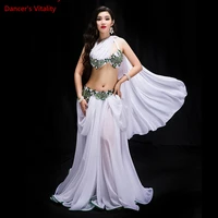 new women dance contest costume 3 piece set dance oriental performance show wear bling bling max outer panel red white