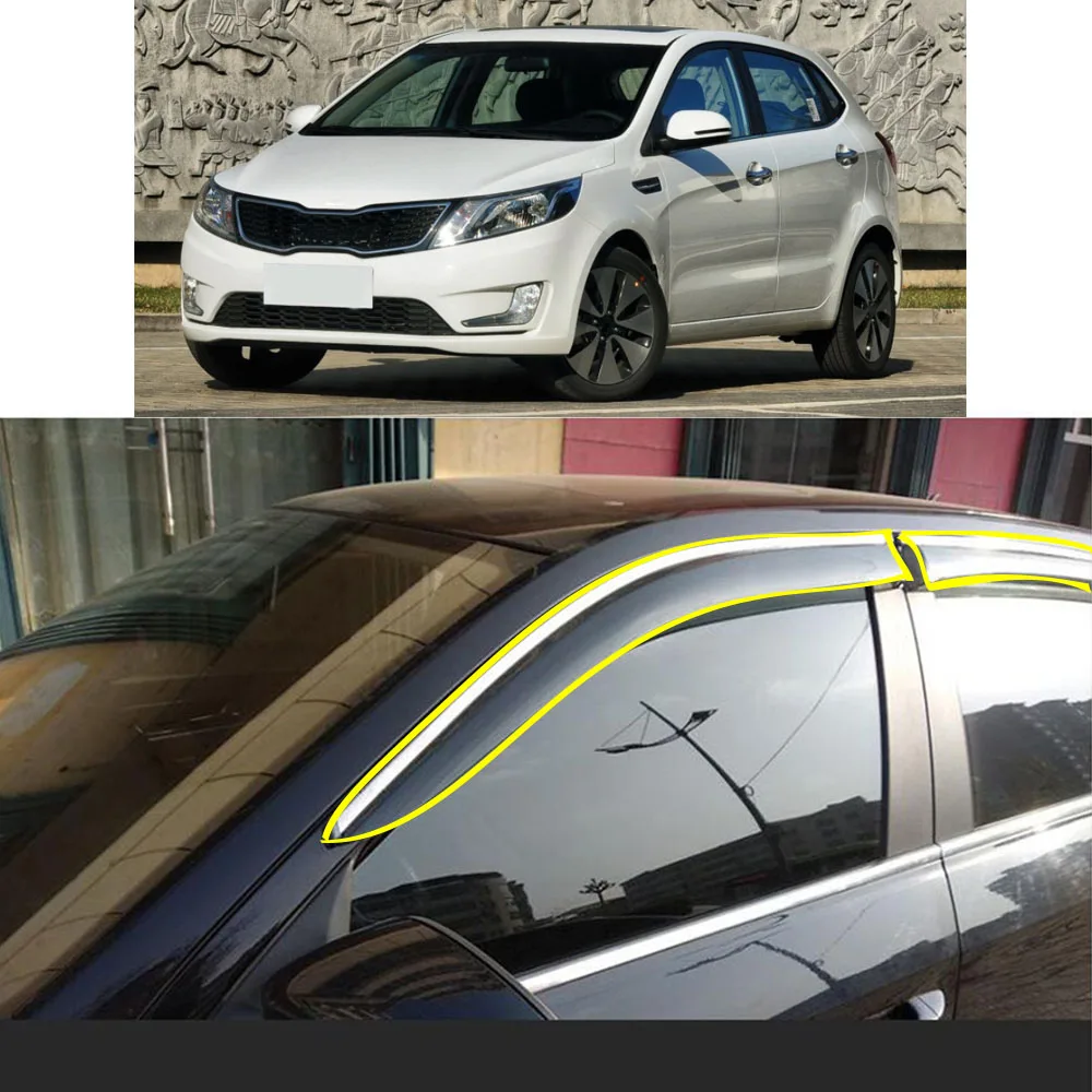 

Car Sticker Plastic Window Glass Wind Visor Rain/Sun Guard Vent For KIA K2 Hatchback 2011-2012 2013 2014 2015 2016 2017-2021