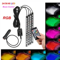 leepee rgb automotive interior decorative lights led car foot light 243648 led atmosphere lamp ambient lamp remotevoice cont