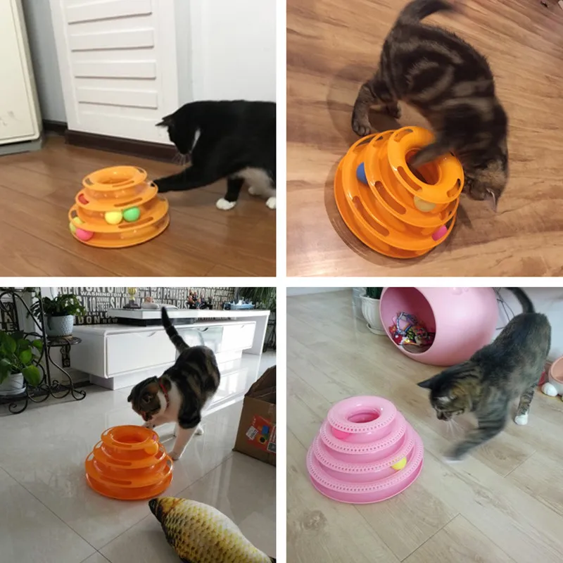 

Funny Cat Track Ball Disk Tower Pet Interactive Toys Roll Ball Intelligence Training Toy Detachable Play Ball Disc Cat Supplies