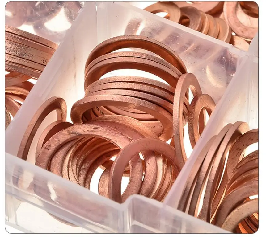CHIZIYO 200pcs/Set M5-M14 Solid Copper Gaskets Washers Flat Ring Sump Plug Oil Seal Assorted Set Professional Car Accessories | Автомобили