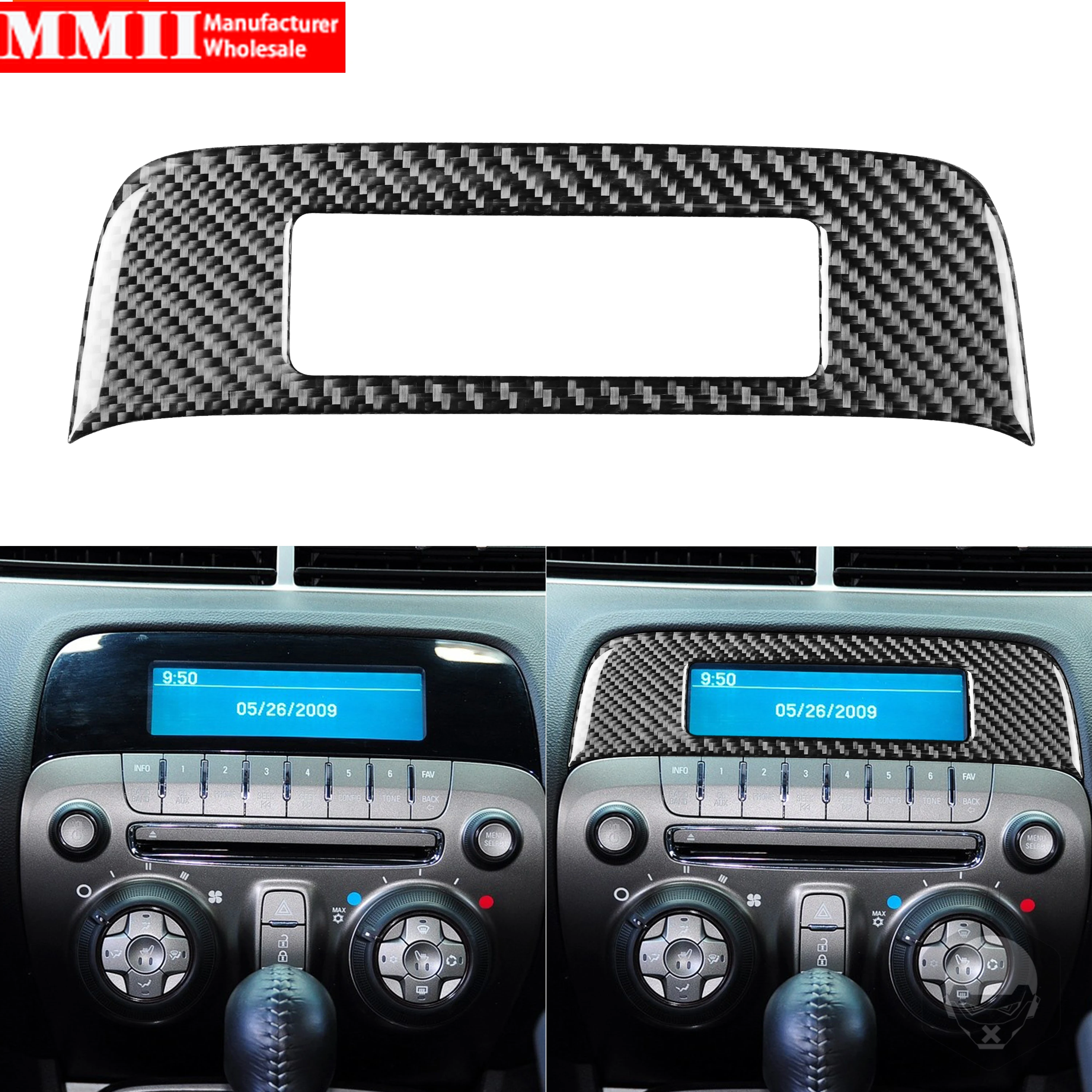 

For Chevrolet Camaro 2010-2015 Black Color Carbon Fiber Stickers Central Control Time Display Panel Interiors Car Accessories