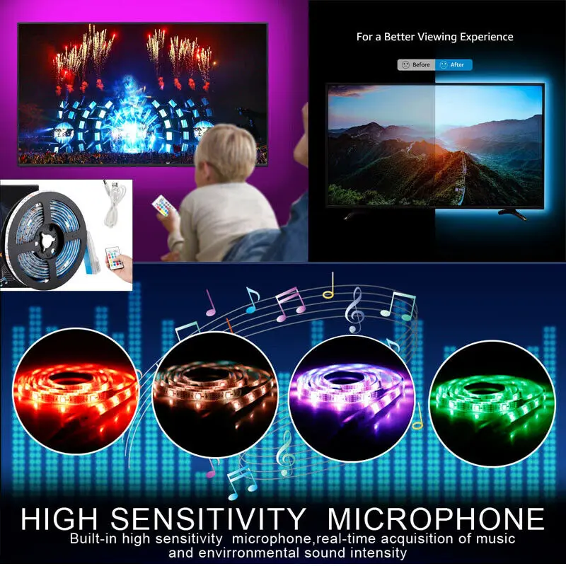 Новые поступления ТВ светодиодный задний светильник 4x50 см USB 5050 RGB полосы пульт