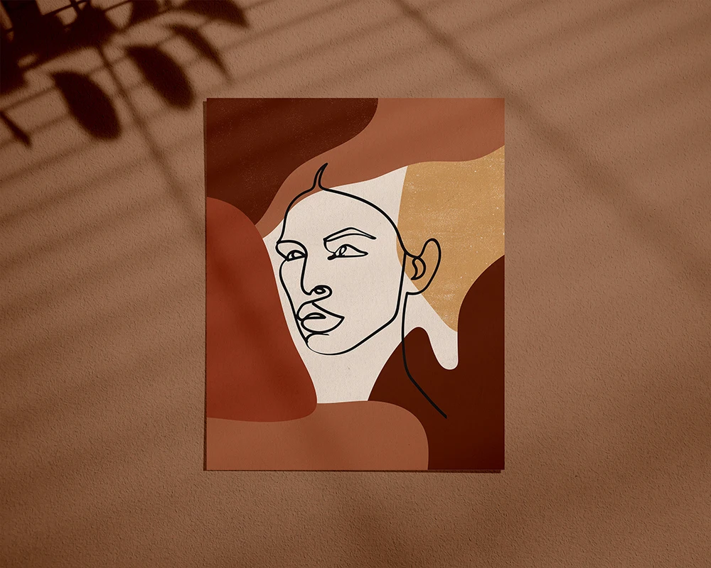 Женская линия для лица Художественная печать | Минималистичный женский рисунок