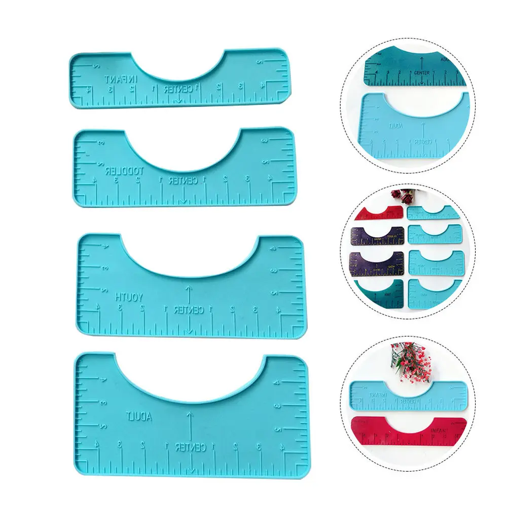 

4pcs Cloth Cutting Molds Silicone Clothes Rulers Durable Sewing Rulers DIY Tools