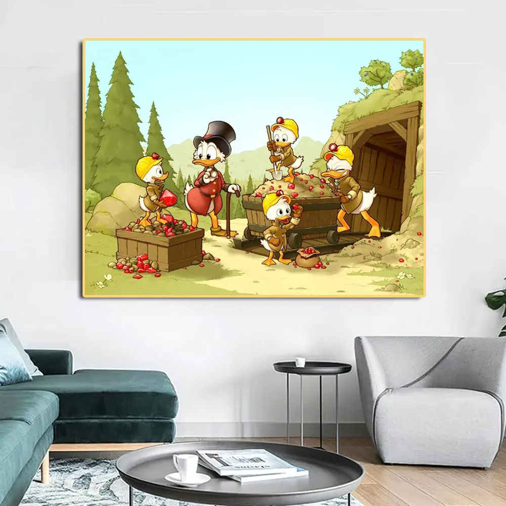 Граффити Дисней Дональд Дак и денежные принты Холст Картина уличное искусство