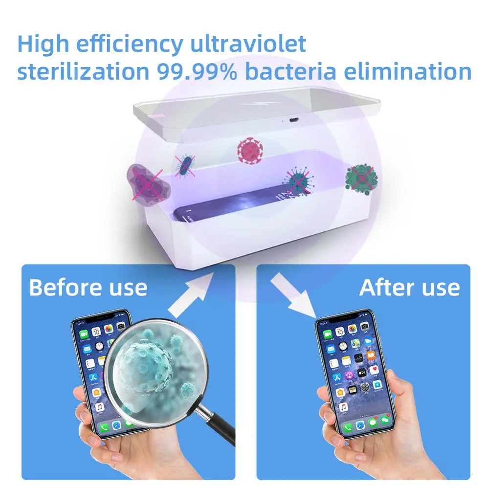 

15W Wireless Charger UV Sterilizer For Mobile Phone Masks Disinfecting Box fast charge Disinfection MobilePhone Sterilizer QU999