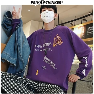 Privathinker Осень Harajuku мужские толстовки с принтом корейский дизайн фиолетовые Мужские толстовки 2020 Мужская Повседневная модная одежда Топы
