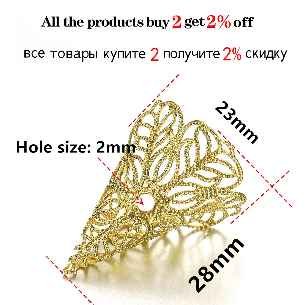 20pcs/lot Ancient Filigree Copper Beads Caps Hollow Out Flower End Connectors For DIY Jewelry Making Supplies Accessories - купить по