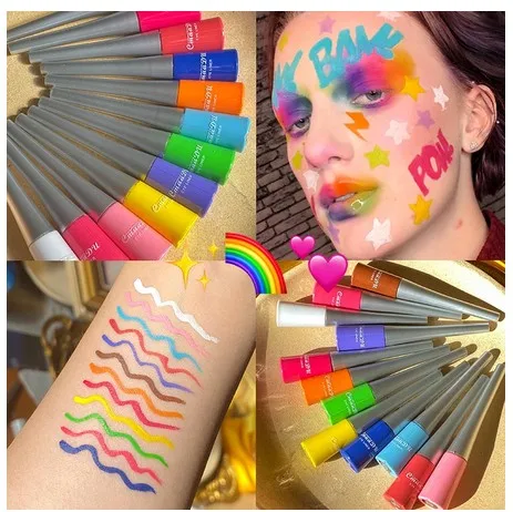 Неоновая жидкая подводка для глаз карандаш водостойкая цветная синяя зеленая