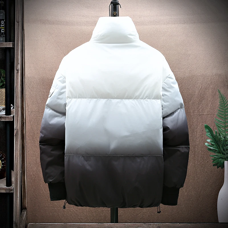 2021 New Gradient Down Cotton-padded Jacket Winter Loose Fashion Brand Couples Jacket Thickened Handsome Casual Coats Men Women