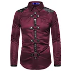 Новинка 2020, Мужская Однотонная рубашка-карго в готическом стиле с заклепками, приталенная Мужская одежда для вечевечерние, топы