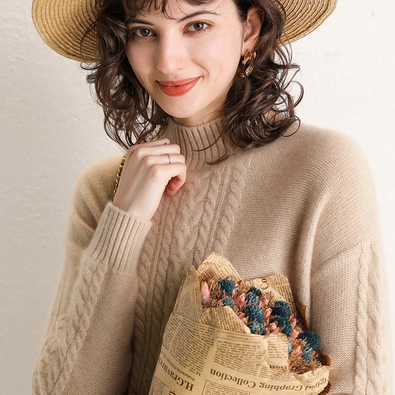 The knitting technology of new cashmere sweater in autumn and winter thickens women's jacket 100% pure | Женская одежда