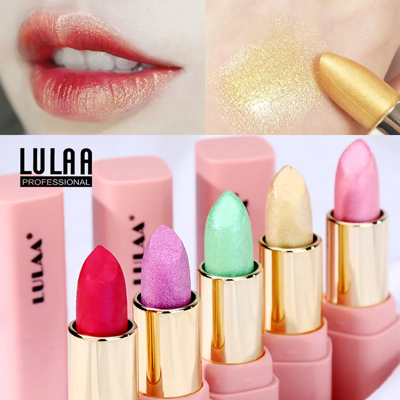 

7 colors Waterproof Nude Glitter Lipstick Makeup Long Lasting Velve Red Mermaid Sexy Shimmer Lip Stick Cosmetics Beauty
