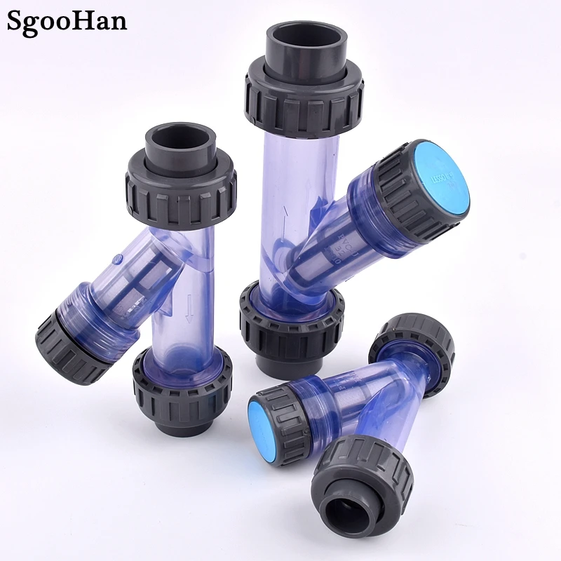 I.D 20~63mm Transparent UPVC Y-Type Filter Aquarium Fish Tank PVC Pipe Connector Irrigation Filters Garden Watering Tube Joints