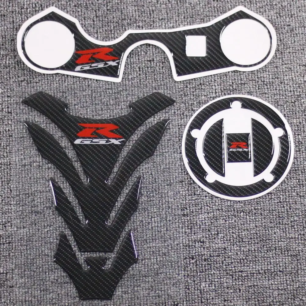 Карбоновая подкладка для бака вилка тройное дерево верхний зажим наклейка SUZUKI