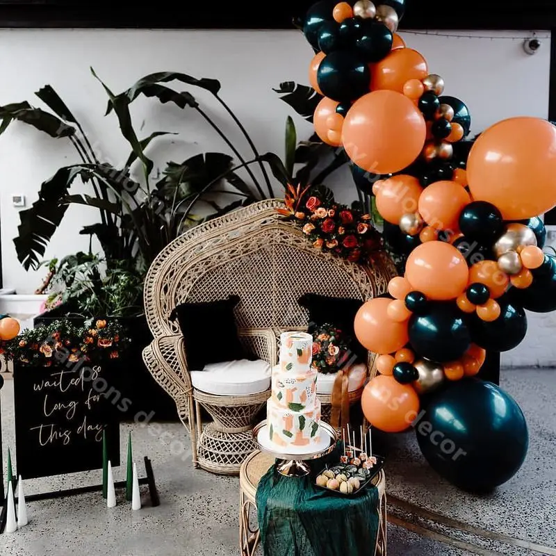 

2021 комплект воздушных шаров на Хэллоуин, гирлянда, самодельные воздушные шары, черный оранжевый череп, летучая мышь, шары для Хэллоуина, веч...