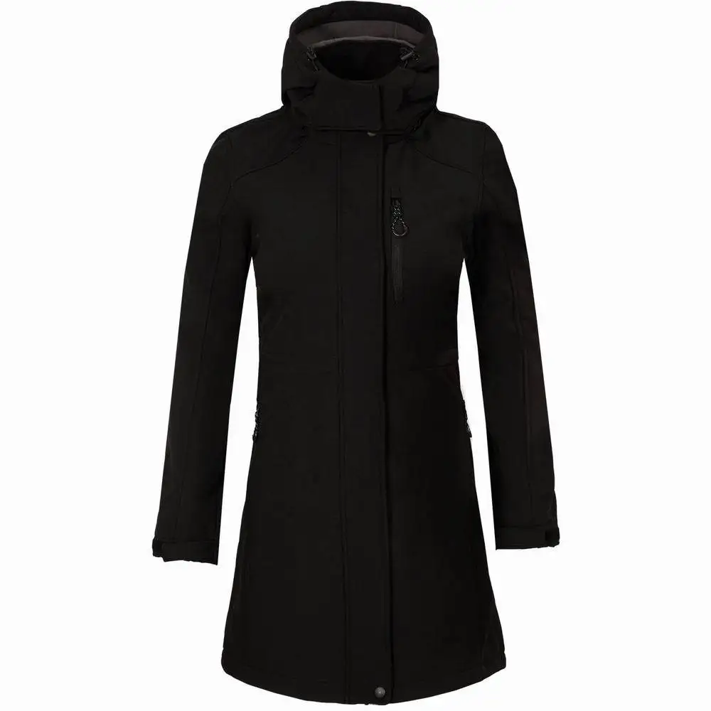 Длинная женская куртка софтшелл зимняя ветрозащитная ветровка теплая для