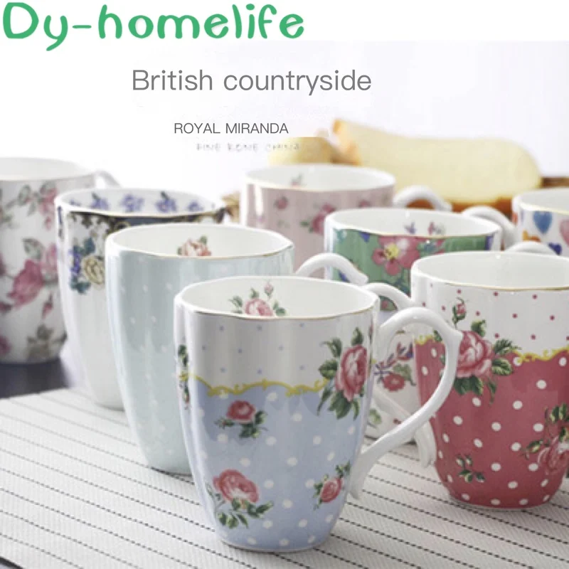 Креативная кружка в европейском стиле из Пномпеня с круглыми ручками и цветами