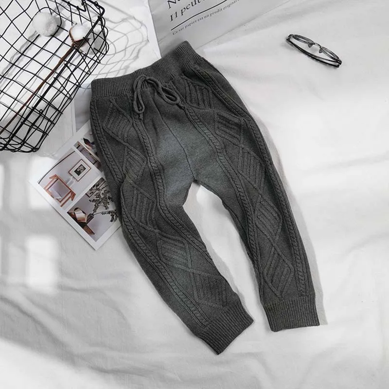 Осенне зимние леггинсы для маленьких мальчиков и девочек с крученой веревкой