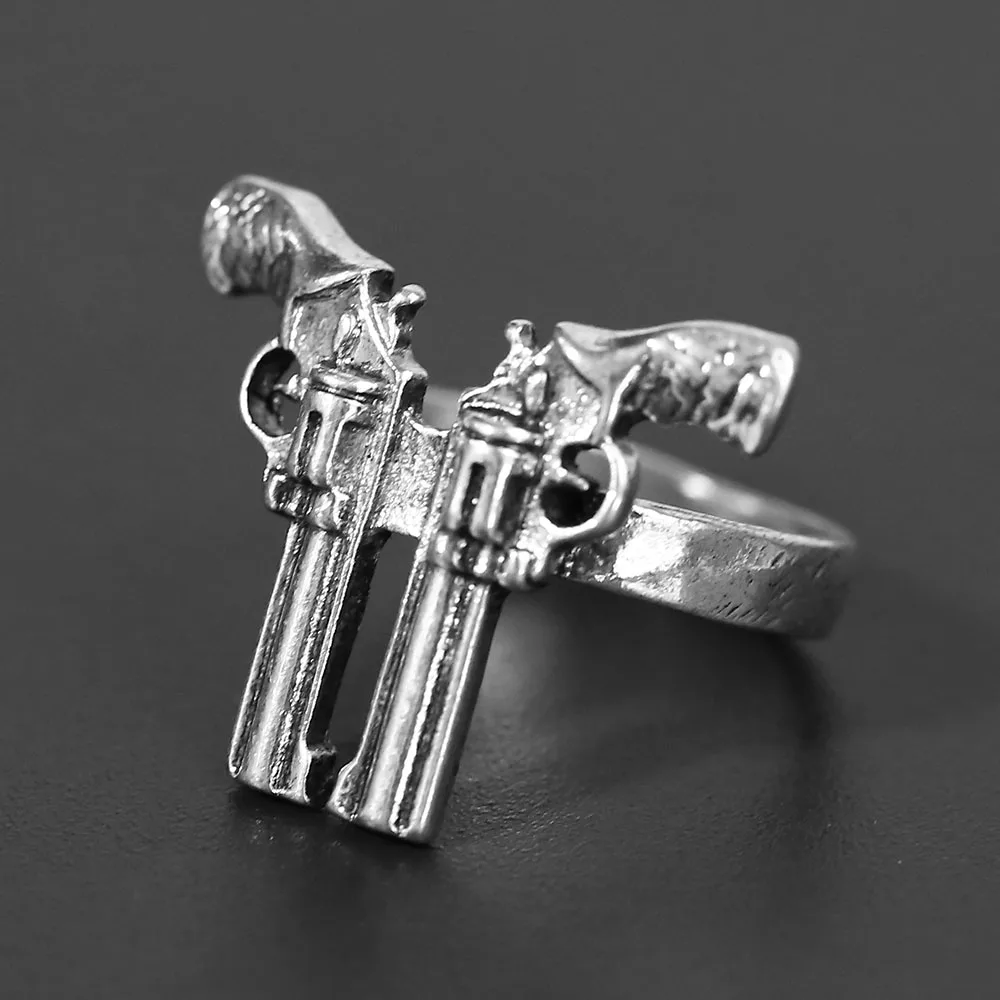 

New Design Metal Punk Silver Pistol Shape Men's Ring Retro Fashion Trend Hip Hop Rock Style Party Popular Jewelry Creative Gift