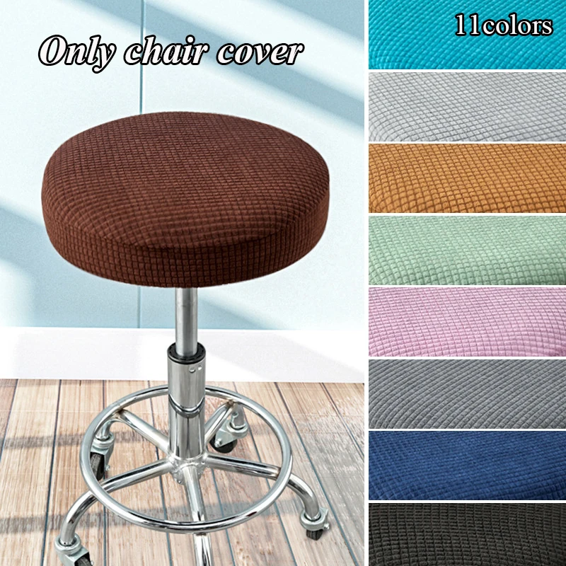 

Solid Seat Chair Slipcover Thickened Round Chair Cover Bar Stool Cover Elastic Stretchable Polyester Round Washable Stool Case