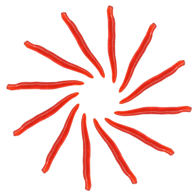 

50pcs Fishing Silicone Red Worm Artificial Bait Fishy Smell 2.6g/3.5cm fake red worm Lifelie fishing bait