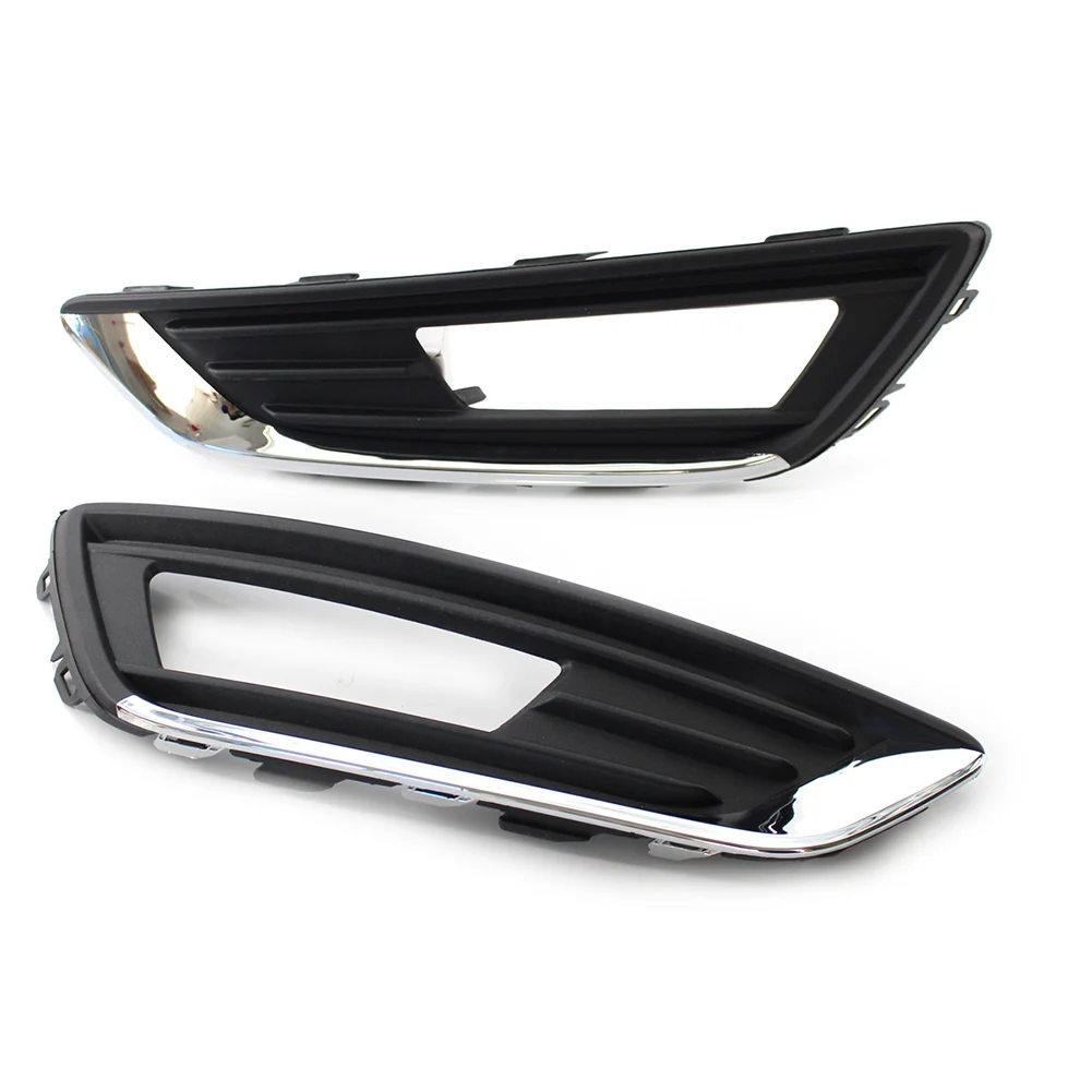 

For FORD Focus 2015 2016 2017 Car Grilles Front Bumper Grill Fog Light Lamp Covers Chrome Black ABS Plastic 1Pair