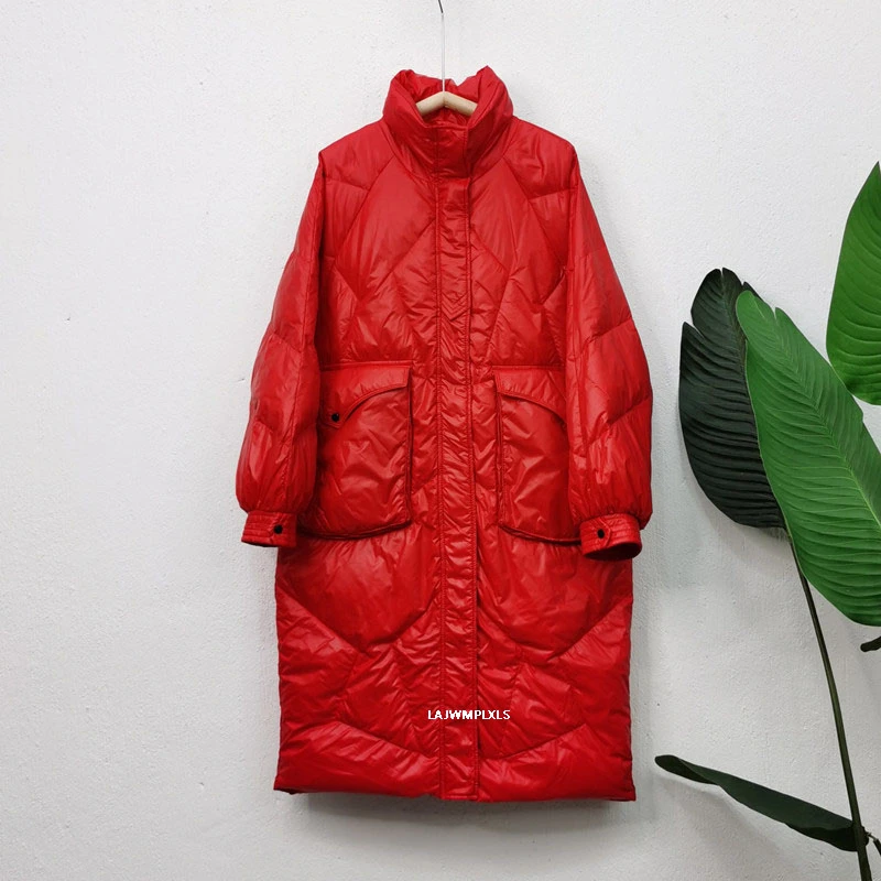 Женский плотный зимний пуховик с воротником стойкой длинная куртка большого