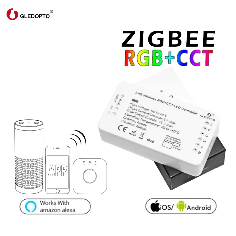 3 шт. G светодиодный OPTO ZigbeeZLL связь Smart полосы комплект Rgbcct ZIGBEE Управление Голос