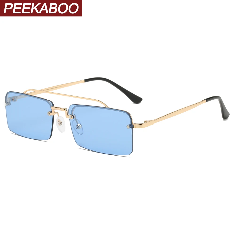 Peekaboo прямоугольные полуочки без оправы для женщин синего золота uv400 мужские
