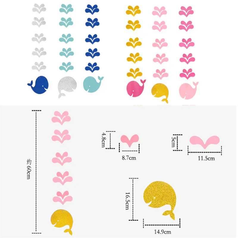3 звёздочки розовый золотой синий Кит блестящий бумажный баннер подвесные