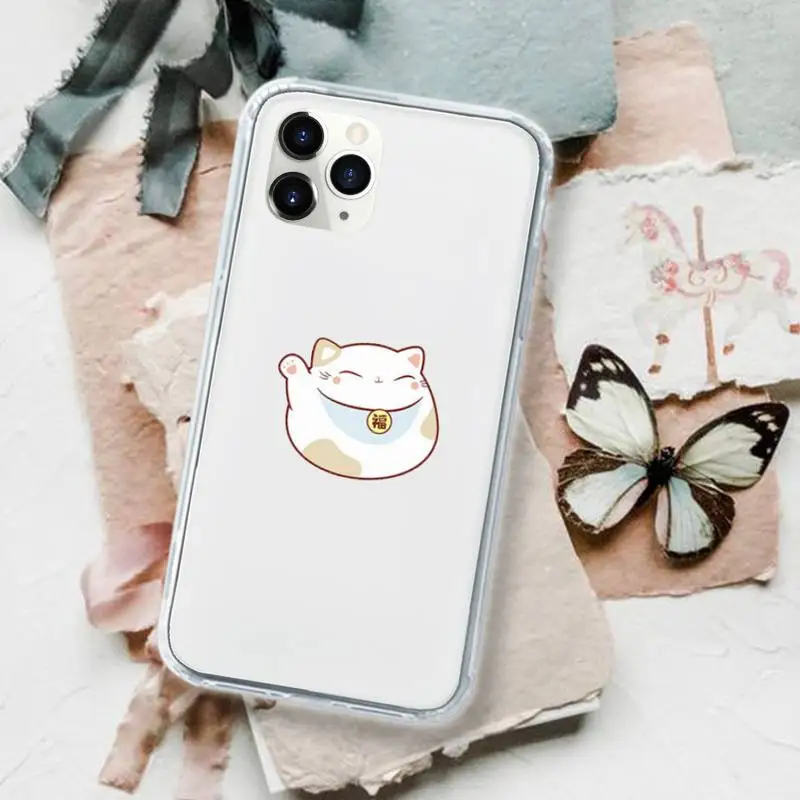 

Japanese Koi Fish Lucky Cat Phone Case Transparent for iPhone 11 12 mini pro XS MAX 8 7 6 6S Plus X 5S SE 2020 XR