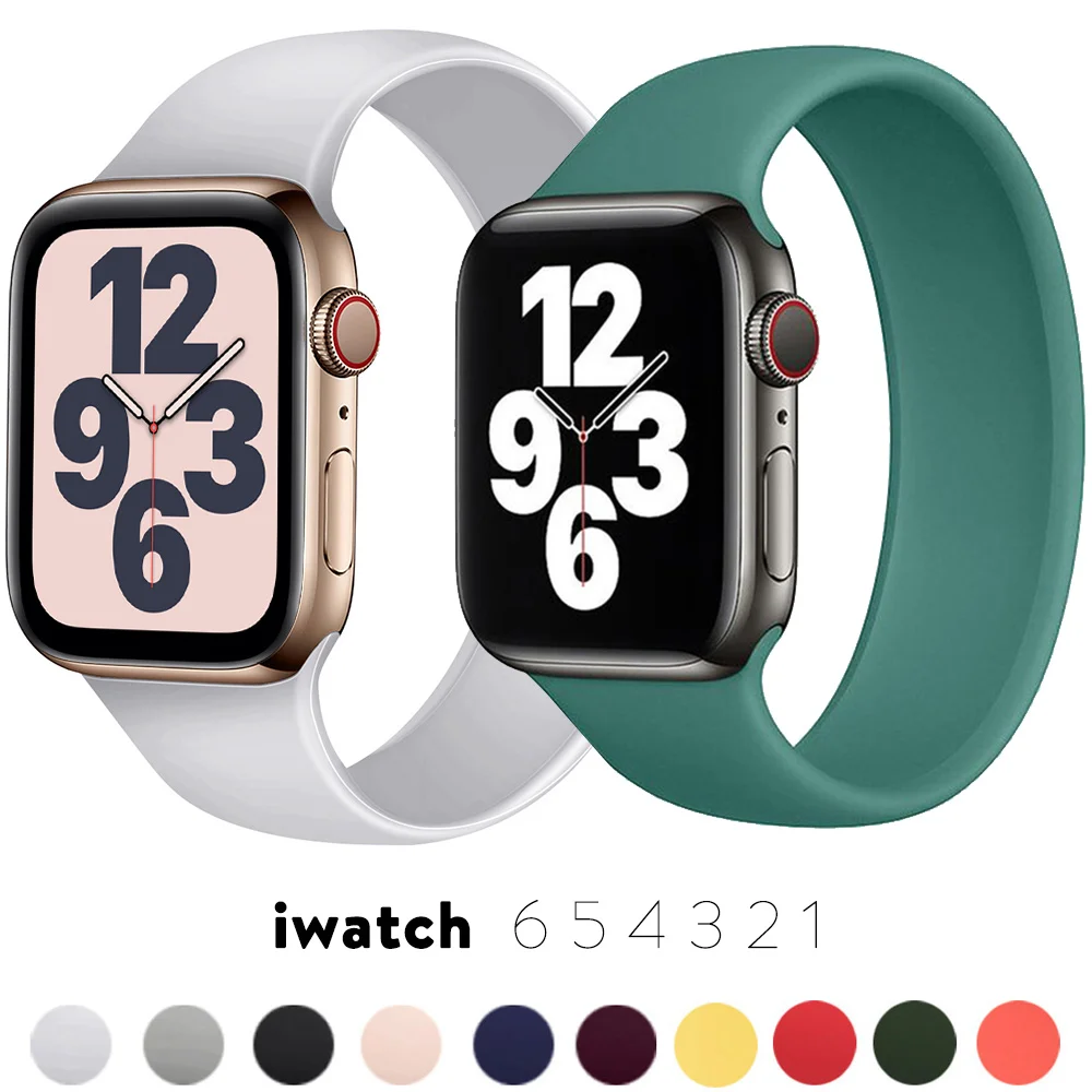 

Strap for Apple Watch 5 Band 40mm 44mm iWatch serie 4/5/6/SE Elastic Belt Silicone Solo Loop bracelet Apple watch band 42mm 38mm