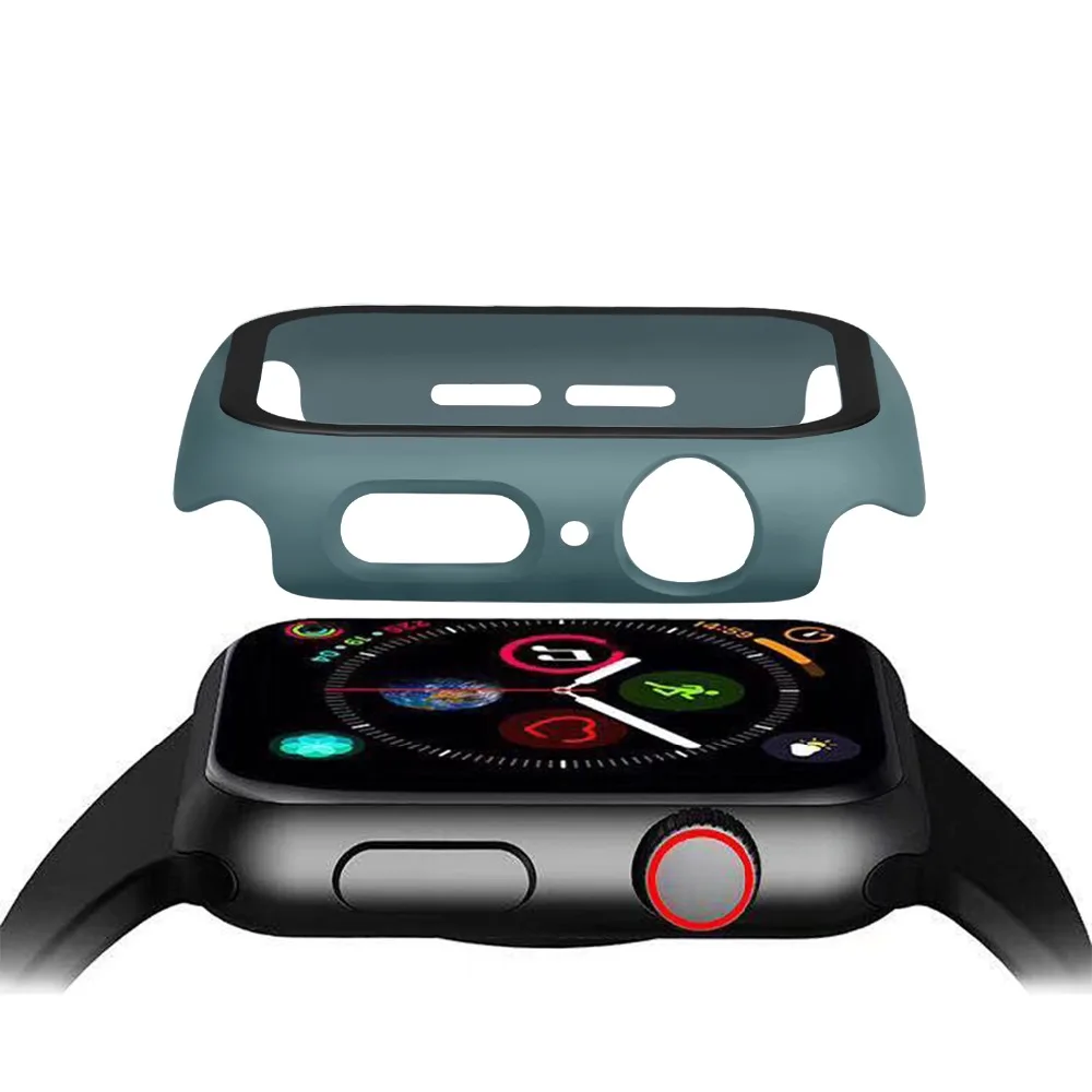 Полное покрытие для Apple Watch серии 5 4 3 2 матовый пластиковый бампер жесткий чехол рамка со стеклянной пленкой для iWatch защита экрана