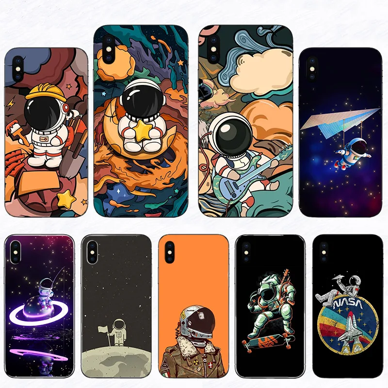

Hard Mobile Cover Funny Cartoon Spaceman Phone Case For Iphone 11 13 Pro Max 12 Mini XS 10 XR X 7 8 Plus SE 6 6S 5S Unique Shell
