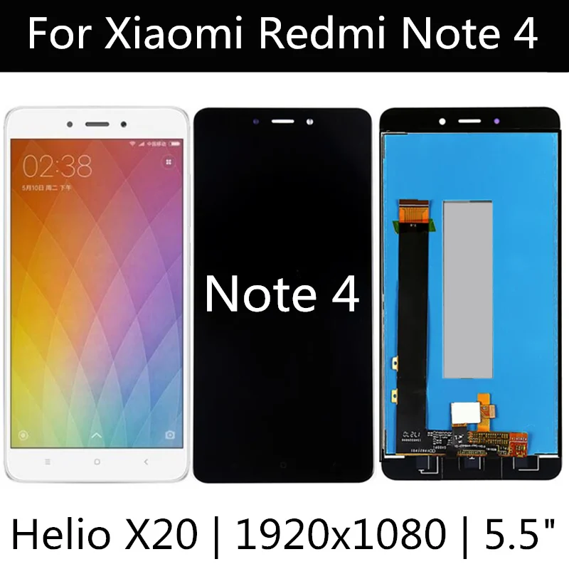 

Для Xiaomi Redmi Note 4 ЖК note4 Helio X20 5,5 "ЖК-дисплей + сенсорный экран дигитайзер сборка Замена