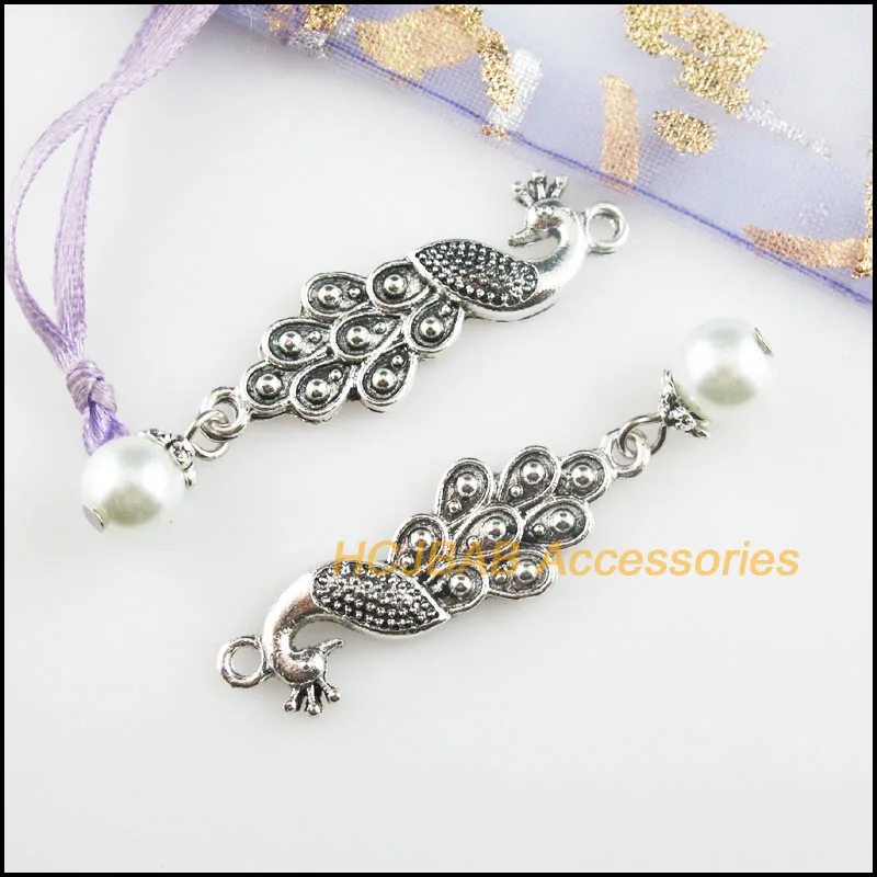 8 шт тибетские серебряные бусины павлина белые стеклянные бусы амулеты подвески