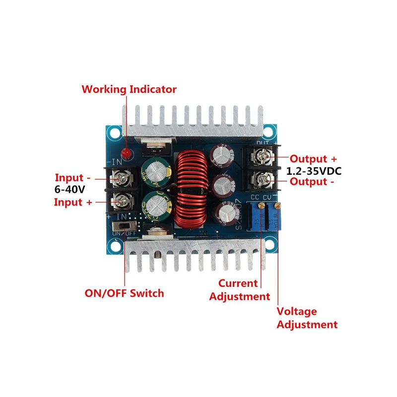 DC 300W 20A CC CV постоянный ток Регулируемый понижающий преобразователь напряжения