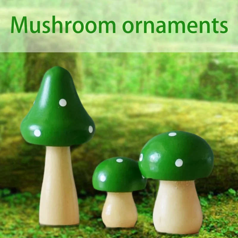 

3pcs/Set Creative Cute Solid Wood Mushroom Ornaments DIY Craft Home Garden or Miniature Potted Plants Decoration