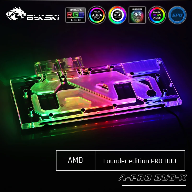 Bykski A PRO DUO X полное покрытие графическая карта блок водяного охлаждения для AMD