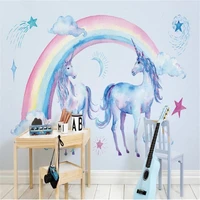 milofi custom mural wallpaper japanese cute beautiful children rainbow unicorn pegasus background wall paper mural