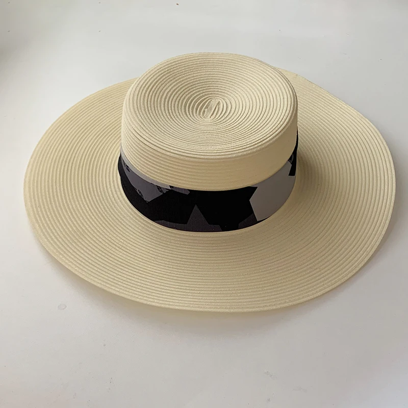 

New Organza Summer Sun Hats Women Fashion Girl Straw Hat Ribbon Bow Beach Hat Casual Straw Flat Top Panama Hat Bone Feminino