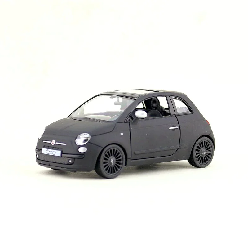 Matte Black 1:36 Масштаб сплава литья под давлением металлическая модель автомобиля для Fiat 500 Коллекция Модель оттягивания игрушки автомобиль-красный/белый/желтый/черный - Цвет: Matte Black