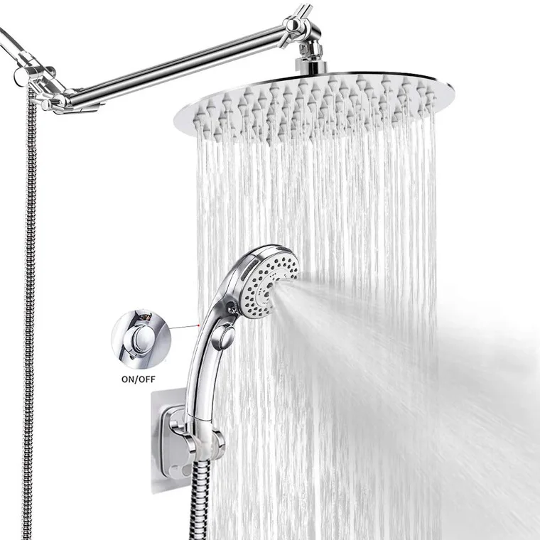 

Водосберегающих душ хромированный 3 Way Ванная комната круглая душевая с удлиненный стержень регулируемый комплект для ручного душа