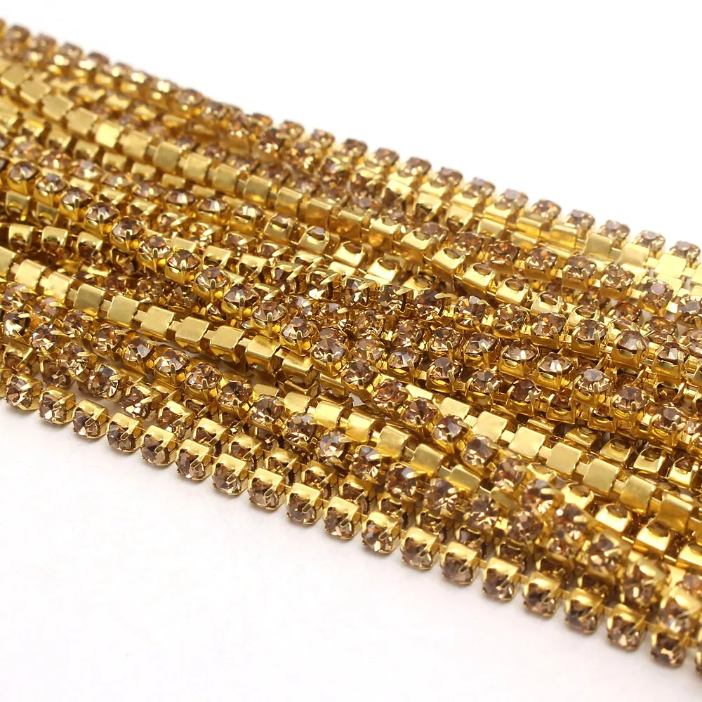 10Yard Topaz Yellow Claw Crystal Rhinestones Chain Gradient DIY Dense Gold Base Rhineston For Garment&ampBag Art Decoration | Дом и сад