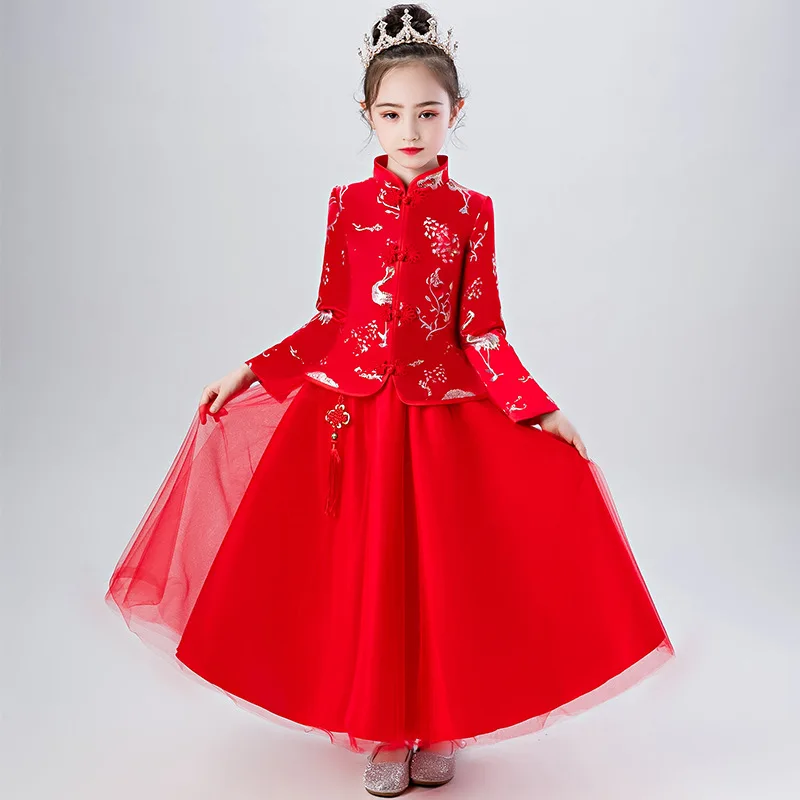 

Chinese-Style Dance Clothing Autumn and Winter Plus Velvet Children's Hanfu Little Girl Autumn Long Sleeve Girls Costume