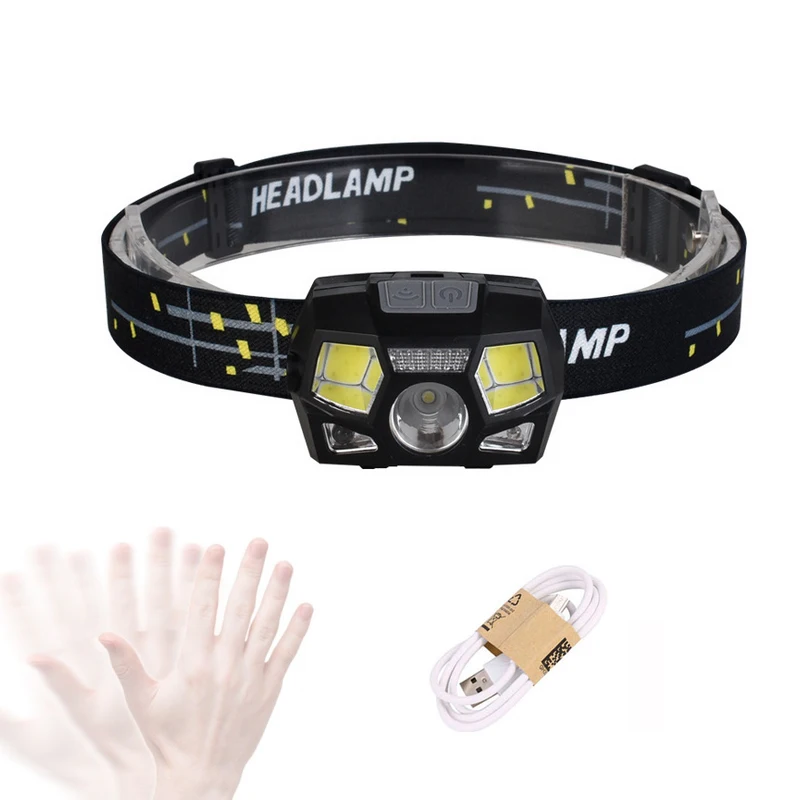 Ультраяркий светодиодный налобный фонарь с датчиком движения мощный