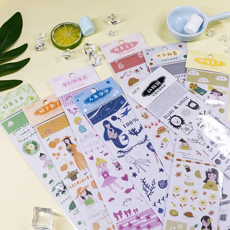 

2021New Young Girl Washi Tape Vintage Ticket DIY Decorative Scrapbooking Masking Tape Adhesive Washi Tape Set Label Sticker