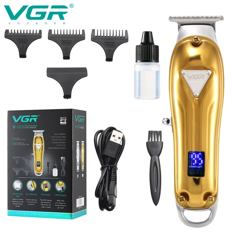 

VGR Metal Electric Hair Clipper Pomade Hair Trimmer Hair Carving Tool Professional Barber Use Haircut Shaver Cutting Machine Men